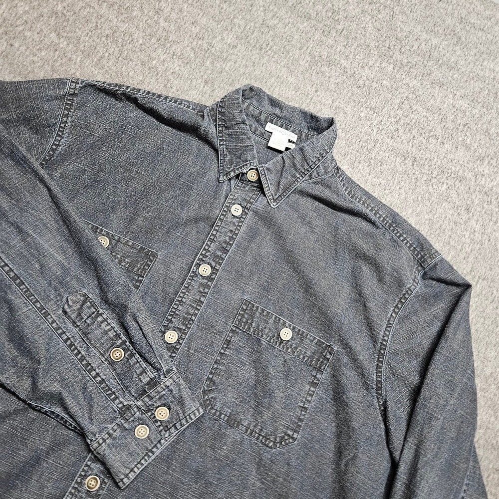 Carbon 2 Cobalt Button Down Shirt Mens XXL Blue Gray Long Sleeve Cotton Textured